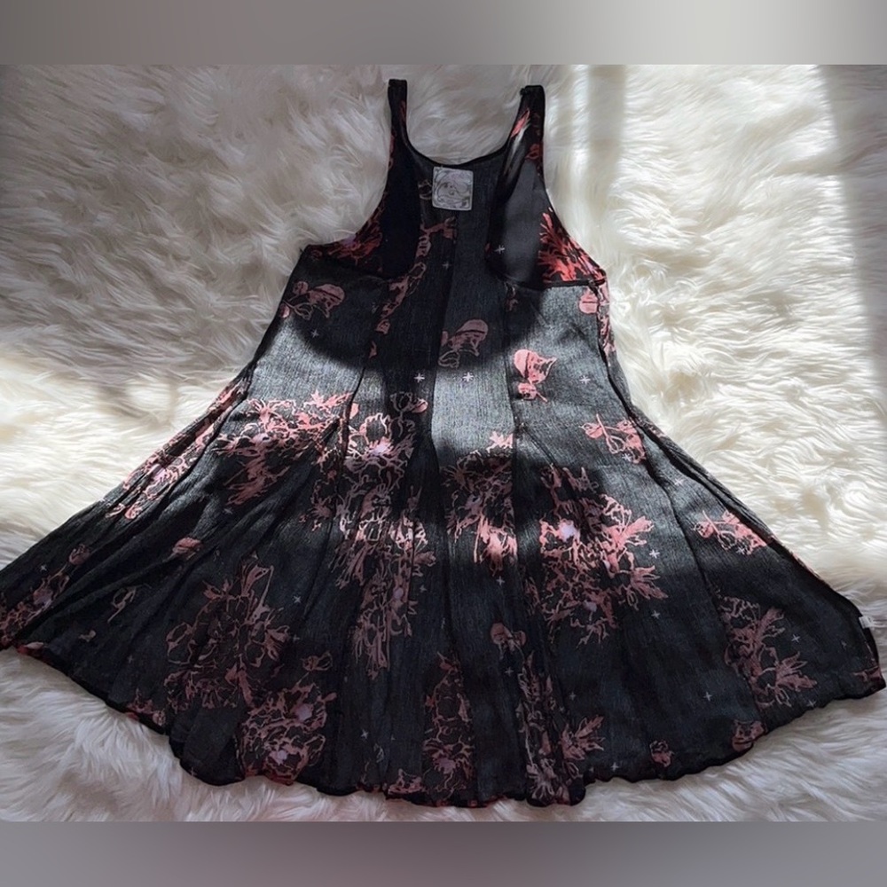 Free People X Black/Coral Print Tank Mini Dress - Picture 9 of 11